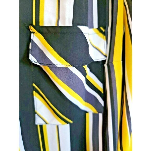 Torrid Harper Women's Size 00 Black Yellow Striped Blouse 3/4 Sleeve EUC - Picture 4 of 6